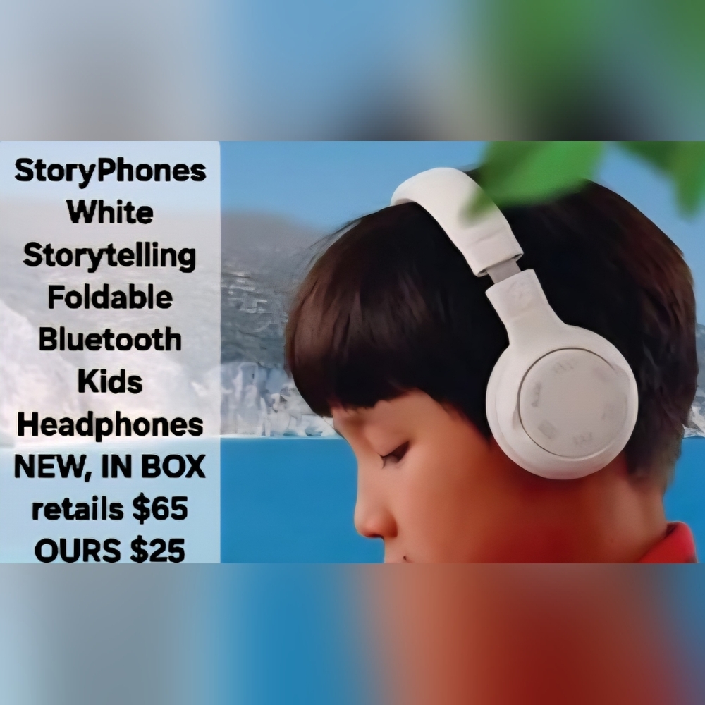 NEW StoryPhones White Storytelling Foldable Bluetooth Kids Headphones